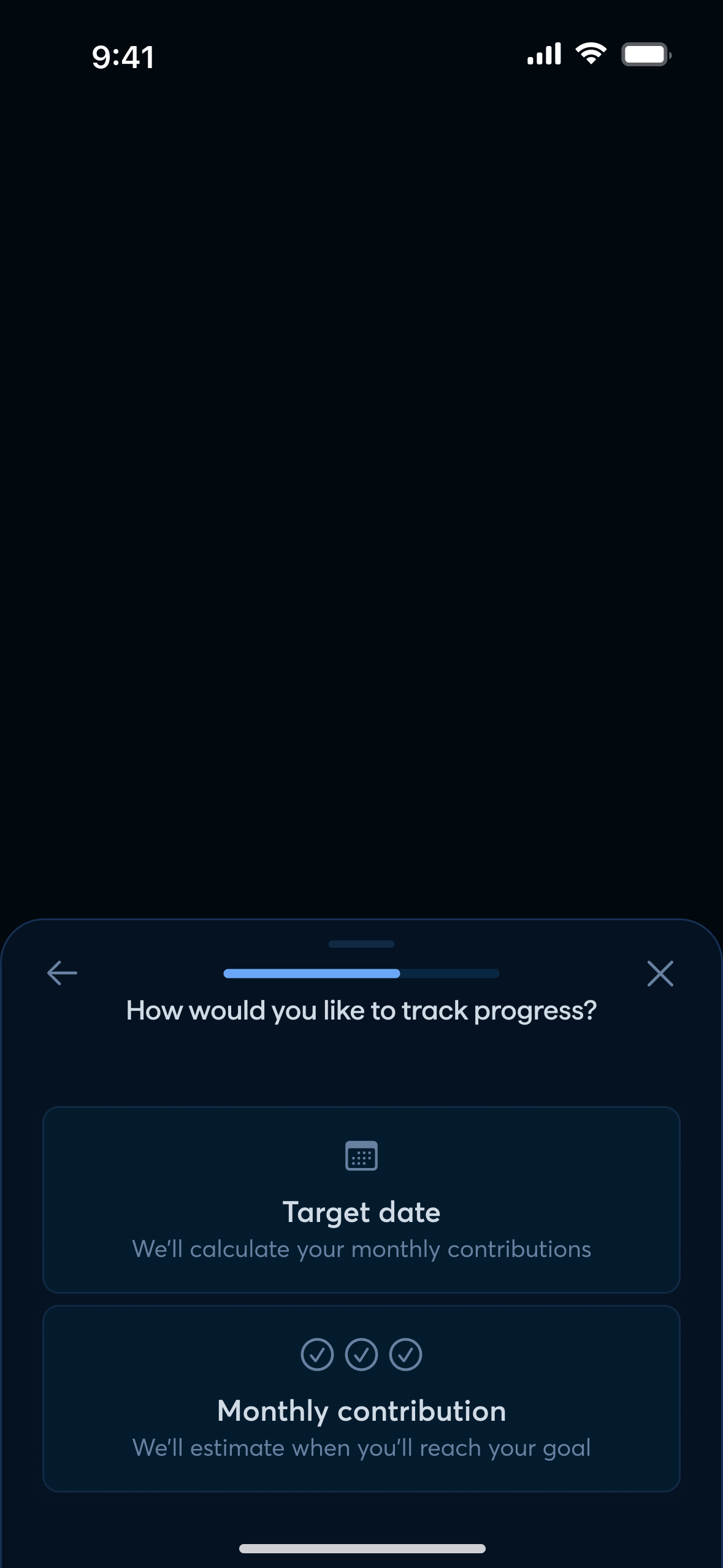 A screenshot of the Goals feature